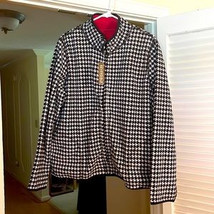 NWT XL Reversible Houndstooth and Red fleece jacket by Kim Rogers